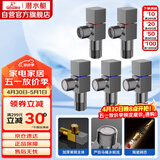 潜水艇（Submarine）枪灰色黄铜加厚三角阀八字阀套装红蓝标国标4分五只装3冷+2热