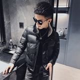 杰逊斯加厚保暖皮棉衣男冬季潮流羊羔毛领修身棉服皮衣外套男士痞帅棉袄 A368-PM9816黑色（单件外套） M （95-110斤）