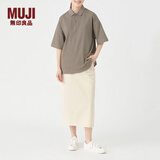 MUJI女式 凉感珠地网眼POLO衫 休闲百搭 纯色 BBE91C3S 摩卡棕 L-XL