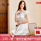 丝界重磅真丝睡裙女100%桑蚕丝宽松短袖公主裙睡衣手工绣花母亲节礼物