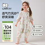 威尔贝鲁（WELLBER）【吸湿排汗】婴幼儿童睡袋3-6岁宝宝前4后2春夏亲肤睡衣樱野粉XL