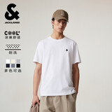 杰克·琼斯（JACK&JONES）26年男装新款【凉感】短袖T恤男士简约纯色透气打底耐洗半袖 A06本白色 常规 M （175）