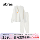 ubras【虞书欣同款】兔绒绒开襟家居服套装厚款女加绒睡衣冬季女 【长袖长裤套装】纯白色 L