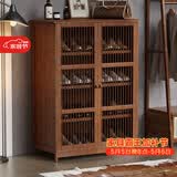 安尔雅新中式鞋柜门口简易鞋架家用收纳透气大容量多层玄关柜 双门款