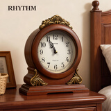 丽声（RHYTHM）大气轻奢实木座钟家用客厅台式简约创意石英钟摆件25cmCRH114FR06