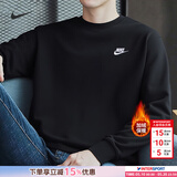 耐克（NIKE）卫衣男装 2026新款春季运动休闲服针织长袖内搭舒适圆领套头衫 黑色/加绒/晒图退5 M (170/88A)