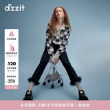 DZZIT【爆款补单】地素牛仔打底裤春秋甜酷少女水洗黑可拆卸羽毛饰边 黑色（批次二） M