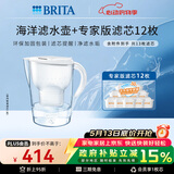 碧然德（BRITA）过滤净水器 家用滤水壶 净水壶 Marella 海洋系列白+专家版滤芯12枚（含附件）