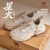 骆驼（CAMEL）【星火2】女鞋新款复古运动鞋网面透气厚底增高休闲百搭老爹鞋子