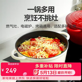 乐扣乐扣（LOCK&LOCK）珐琅铸铁锅双耳汤锅炖锅奶锅煮锅煮面煲汤电磁炉煤气灶白色24cm