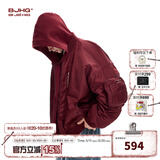 BJHG【解体】不计后果美式羽绒服男冬季潮牌情侣假两件宽松棒球服外套 猩红色 L 150-180斤