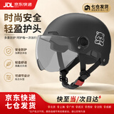 梵昇昱头盔电动车摩托车电动自行车头盔夏季透气防风成人半盔电瓶摩托车四季通用安全帽 电动车小熊头盔【黑色透镜】