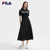 FILA斐乐连衣裙女士简约美学时尚休闲简约修身短袖连身裙舒适百搭 正黑色-BK L 170/88A/L