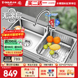 欧琳（OULIN）厨房水槽双槽洗菜盆双槽0涂层SUS304不锈钢加厚洗碗槽左右任选