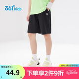 361°儿童短裤夏季男女童3-12岁透气运动裤梭织五分裤 黑 140