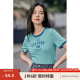 茵曼（INMAN）潮趣印花女装圆领短袖T恤修身显瘦套头短款2026夏季新款上衣 天蓝色 -18525987 XL