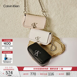 Calvin Klein【520礼物】休闲单肩链条包包字母旋扣翻盖CK女包斜挎马鞍包
