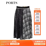 PORTS宝姿春夏新品半身裙百褶裙LM8S028MPT031 黑色印花 XS (2)