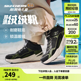 Skechers斯凯奇儿童秋冬休闲男女童二棉鞋轻质加绒保暖靴405222L/302583L 男童/黑色/绿色/BKGR 34