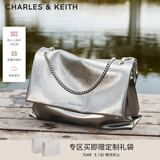 CHARLES&KEITH大容量纯色链条邮差包单肩腋下包女包婚包母亲节礼物CK2-20271514 Pewter锡灰色 大包