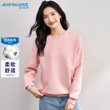 真维斯（JEANSWEST）圆领卫衣女春夏2025小个子宽松简约百搭长袖女装上衣粉色L