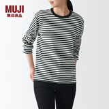MUJI MUJI 女式 双罗纹编织 长袖T恤 BBC10A1A 黑色条纹 M