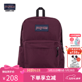 JANSPORT杰斯伯双肩包女学生旅行包26L旅行轻便透气书包男背包 4QUTA0A深紫酒红-侧边袋