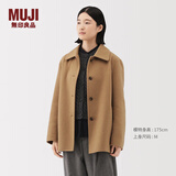 MUJI女式 羊毛混 短大衣 女外套25年冬季 毛呢外衣上衣 女装 BD115A5A 驼色 L (165/88A)