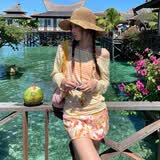 南木熊泳衣女新款橘色辣妹比基尼三件套度假海边泳装性感女士温泉游泳 橘色三件套【80-115斤】