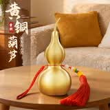 缤越黄铜葫芦摆件开口葫芦挂件带朱砂客厅玄关办公室装饰品约11厘米高