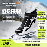 Skechers斯凯奇儿童秋冬休闲男女童二棉鞋轻质加绒保暖靴405222L/302583L 女童/黑色/白色/BKW 37