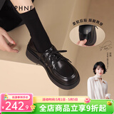 DAPHNE达芙妮乐福鞋女2026春秋新款复古风小皮鞋女森系学院风黑色百搭女单鞋子 黑色 【升级款4CM跟高】 35