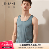 金三塔背心男100%桑蚕丝男士圆领背心1YZM4A501 灰蓝5500 3XL