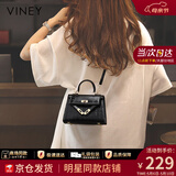 viney包包女包牛皮凯莉包品牌斜挎包轻奢生日母亲节礼物实用送妈妈 【黑色】高档ck风手提单肩包