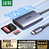 绿联Type-C高速读卡器 SD/TF4.0双卡同读 适用电脑苹果17/16/iPad/单反/手机 支持UHS-I/II卡 0.15m线