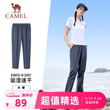 骆驼（CAMEL）速干透气运动裤女跑步休闲直筒梭织裤子 J25BAXLN072 鸽蓝 S
