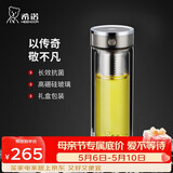 希诺抗菌双层玻璃杯2026新款茶水分离泡茶杯子男办公车载水杯XN-628L