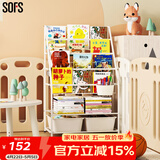 SOFS儿童书架绘本架简易落地宝宝小书柜铁艺幼儿置物架书本玩具收纳架 L码 (4+2)层 2盒