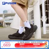 FILA FUSION斐乐男鞋潮牌BIANCO厚底潮鞋硬糖鞋老爹鞋男休闲运动鞋 车漆黑/黑-SB 四季款 44
