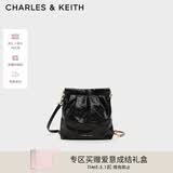 CHARLES&KEITH迷你菱格流浪包单肩斜挎双肩包包女包生日母亲节礼物CK2-60782390 【S号】Black黑色 S
