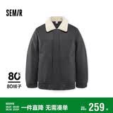 森马羽绒服男冬季复古仿皮衣薄款短夹克撞色拼接外套107824113109