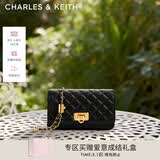 CHARLES&KEITH经典菱格链条小方单肩斜挎包包女包生日母亲节礼物CK2-70160131 Black黑色 小包