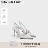 CHARLES&KEITH缎面蝴蝶结尖头高跟凉鞋女生日礼物送女友CK1-60361556 Light Grey浅灰色 36