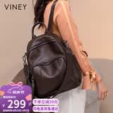 viney牛皮双肩包女大容量轻便旅行包背包大学生高中书包生日母亲节礼物