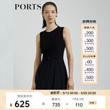 PORTS宝姿商场同款新品女装无袖蕾丝百褶连衣裙LL8D095KWB008 黑色 S (4)