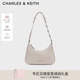 CHARLES&KEITH拉链简约通勤轻便链条腋下包生日送女友母亲节礼物CK2-20271604 Shell Grey贝壳灰（新色） S