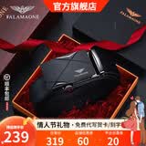 FALAMAONE品牌皮带男真皮自动扣腰带头层牛皮高档裤带情人节礼物送男友老公 指定尺码/代写贺卡/刻字【专柜枪色】 110cm -140cm默认随机（可修剪）