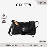 GROTTO个乐黑石包经典大容量植鞣绵羊皮单肩斜挎通勤软包男女款礼物 黑石M（银标）