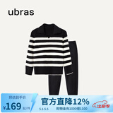 ubras【刘雯同款】慕斯绒条纹保暖加绒家居服套装女加厚加绒睡衣冬季女 小翻领-黑色 M