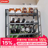欧润哲 厨房置物架台面油瓶调味架调料置物架免打孔桌面收纳架子斜款3层